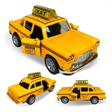 Carrinho De Ferro Miniatura Taxi Antigo Metal Abre A Porta