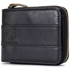 Cartera Para Hombre Con Bloqueo Rfid, Cremallera De Cuero Ge