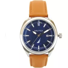 Reloj Nautica Hombre Napbps012 Cuero Marrón Calendario 100m