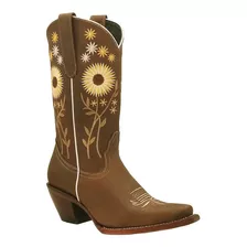 Bota Vaquera Dama Piel De Bovino Bordada Texana Goodyearwelt