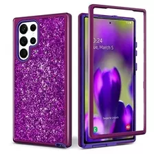 Funda Para Galaxy S22 Ultra 5g Glitter Violeta Marco Frontal