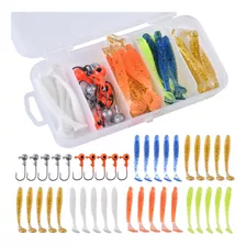 Kit 40 Piezas Pesca Señuelos Vinilo Anzuelo Cabeza Plomada B