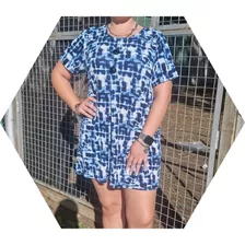 Lozavii Vestido Mangas Cortas Suelto Remeron Estampado 