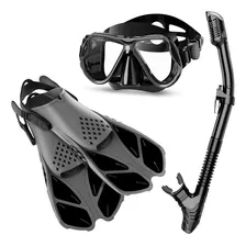 Set Snorkel Careta Aletas Natacion Buceo Material Flexible