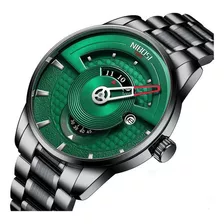 Reloj Nibosi Man De Cuarzo Con Calendario De Acero Inoxidabl Color Del Fondo Black Green