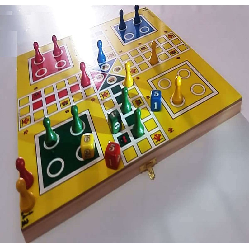 Jogo De Ludo Estojo Tabuleiro C/ 4 Dados E Pinos Oficiais Leque E Coroa