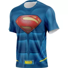Camiseta Infantil - Traje Superman - Tecido Dryfit