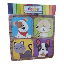 Rompecabezas De Madera Mascotas Perro Gato 4 Piezas 4 En 1