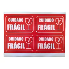 500 Adesivos Fragil Cuidado Vermelho 150x100 Grande Etiqueta