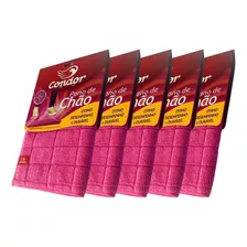 Pano De Chão Microfibra Grande 70x50cm Rosa Kit C/ 5 Panos