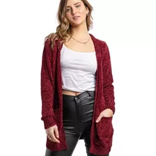 Sweater Cardigan Chaleco De Mujer Chenille Sin Gorro
