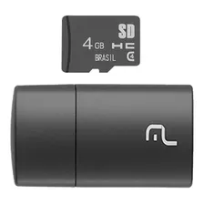 Cartão De Memória 4gb 2x1 Multilaser + Adap Usb - Mc160