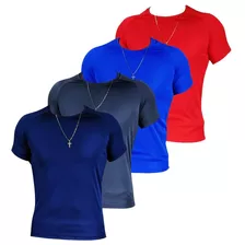 Kit 4 Camisas Masculina Blusa Academia Fitness Slim 