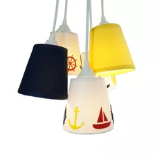 Lustre Pendente Cacho Bebê Navy Marinheiro Com Apliques