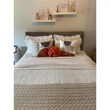 Peseira De Lã Cama Casal Padrão 180x60 Cm! Rápido Cor Bege Desenho Trança