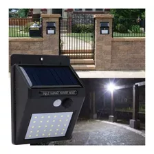 Luminária Led Arandela Solar 30 Leds Com Sensor De Presença Cor Preto