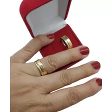 Par De Alianças De Casamento Prata Encapadas 18k 6mm Reta 