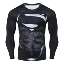 Camisa Compressão Superman Black Rashguard Manga Longa