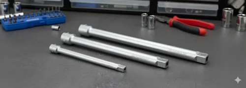 Kit Bremen: Barra Extensión Llave Tubo 250mm Plateado + 75mm + 125mm Gris 1/2''
