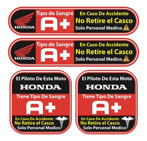 Sticker Reflejante Tipo Sanguineo P/ Pilotos De Moto Honda Foto 4