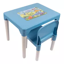Mesinha Cadeira Didática Infantil Menino Azul 