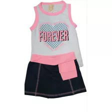 Conjunto Infantil Menina Short Saia E Blusa Hrradinhos