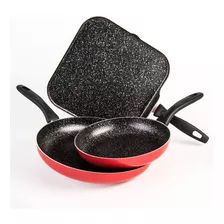 Juego De 2 Sartenes Y Comal De Aluminio Cinsa Experta Roca Color Rojo