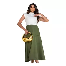 Vestidos Feminino Elegante Rodado Saia Alfaiataria Rodada