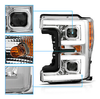 For 17-19 Ford F250 F350 Xl Xlt Pair Chrome Projector He Rzk Foto 5