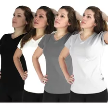 Kit 4 Camisetas Feminina Academia Blusinha Fitness Plus Size