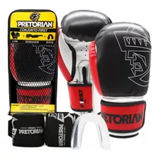 Kit Luva Boxe Thai Pretorian First Vermelha+band+bucal+bolsa