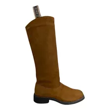 Bota Gaúcha Para Mulher Cano Alto Marrom Claro Nobuck 