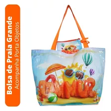 Bolsa De Praia Feminina Grande Forrada Impermeável Verão