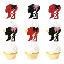 18pcs Girl Silhouette Cupcake Topper Picks For Girls Women H