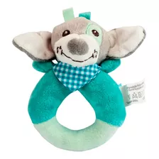 Pelucia Bebe Infantil Oval Chocalho Cachorrinho Azul Clingo