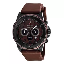 Relógio Bulova 98b128 Marrom Com Pulseira Emborrachada 