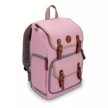 Mochila Para Camara Rosa + Bolsillo Laptop Hasta 15 