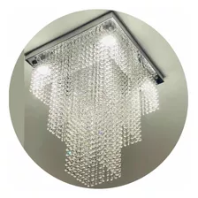 Lustre De Cristal Plafon Base 40x40 P Sala De Jantar/estar Cor Prateado 110v/220v