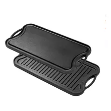 Plancha De Cocina Grill De Hierro Fundido 40x25cm Reversible