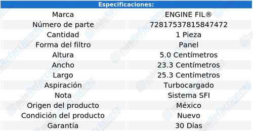 Filtro Para Aire 300zx V6 3.0l De 1984 A 1989 Engine Fil Foto 2