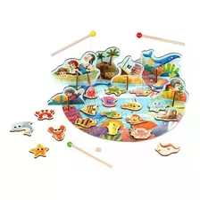 Jogo Pesca Com Caixa De Madeira Imã Tooky Toy