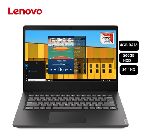 Laptop Lenovo S145, 14  Hd, Amd A4-9125, 4gb/500- 