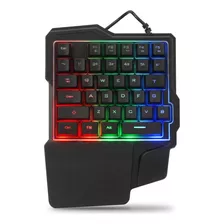 Teclado De Uma Mão Gamer Briwax Ba-502 Português Brasil Cor Preto Com Luz Rgb