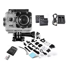 Kit Câmera 4k Full Hd Esporte+ Memória 64g+ 2 Baterias Extra