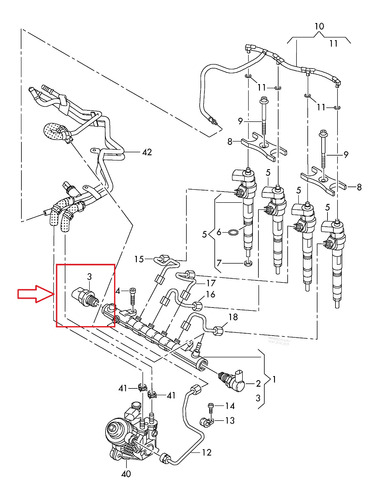 Sensor Presin De Combustible Riel Inyeccin Amarok 2.0 Tdi Foto 3