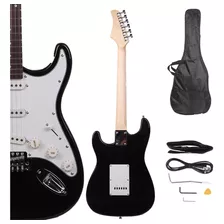 Guitarra Eléctrica Escolar Negro Brillante Con Bolsa Y