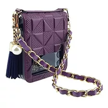 Funda De Cuero Para Samsung Z Flip 3 Con Correa Violeta