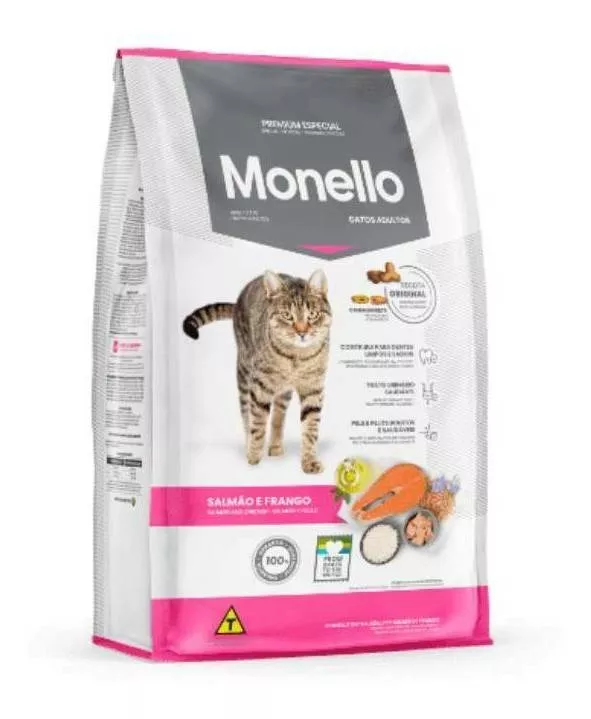 Alimento Monello Premium Especial Para Gato Adulto Sabor Salmón Y Pollo En Bolsa De 7kg