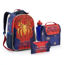 Kit Mochila De Costa Infantil Aranha Spider Escolar Estojo+