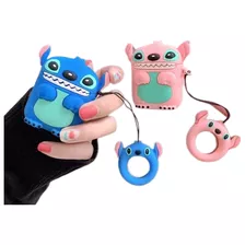 Fone Sem Fio Bluetooth + Estojo Protetor Stitch Rosa E Azul